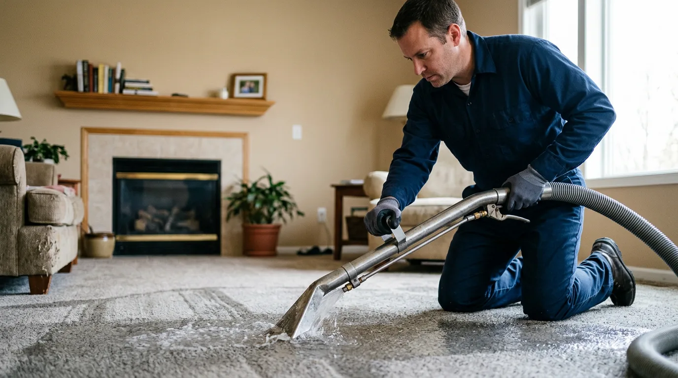 Water damage restoration technician working near Etna Green, IN